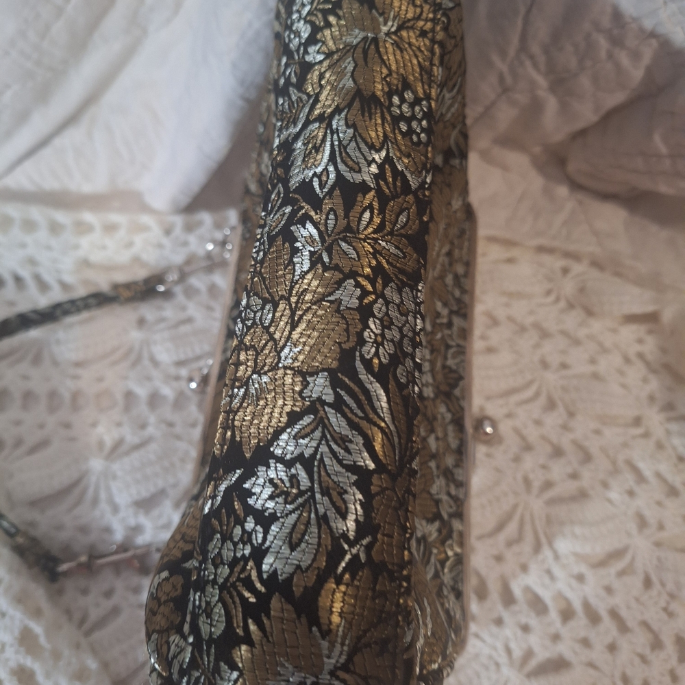 Jaclyn Smith Elegant Black and Gold Floral Wristlet - Picture 3 of 6